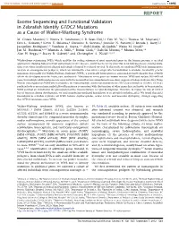 Exome Sequencing and Functional Validation in Zebrafish Identify
