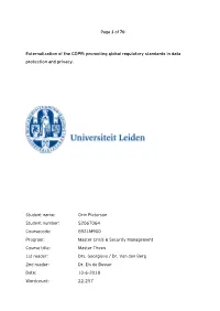 Externalization of the GDPR: Promoting Global Regulatory Standards in Data Protection and Privacy. Student Name: Orin Pieterso