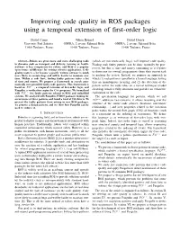 Improving Code Quality in ROS Packages Using a Temporal Extension of ﬁrst-Order Logic