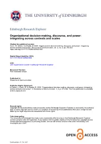 Organizational Decision-Making, Discourse, and Power: Integrating Across Contexts and Scales