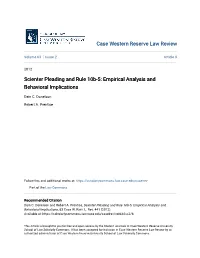 Scienter Pleading and Rule 10B-5: Empirical Analysis and Behavioral Implications