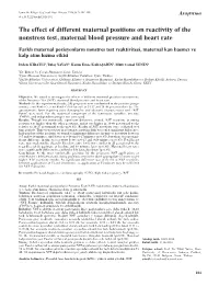 The Effect of Different Maternal Positions on Reactivity of the Nonstress Test, Maternal Blood Pressure and Heart Rate