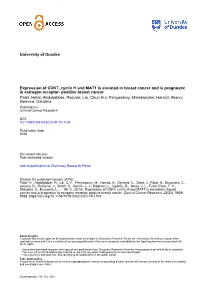 University of Dundee Expression of CDK7, Cyclin H and MAT1 Is Elevated in Breast Cancer and Is Prognostic in Estrogen Receptor