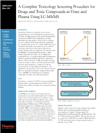 A Complete Toxicology Screening Procedure for Drugs and Toxic Compounds in Urine and Plasma Using LC-MS/MS