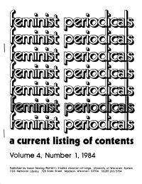 A Current Listing of Contents Volume 4, Number 1, 1984