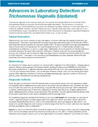Advances in Laboratory Detection of Trichomonas Vaginalis (Updated)