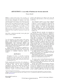 ART/SCIENCE: a Case Study of Luminescent Vitreous Materials