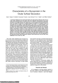 Characteristics of a Glycoprotein in the Ocular Surface Glycocalyx