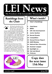 Copy Date for Next Issue 15Th May