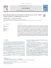 RNA Silencing Suppression Mechanisms of Triticum Mosaic Virus P1: Dsrna Binding Property and Mapping Functional Motifs T ⁎ Adarsh K