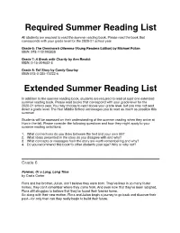 Summer Reading Assignment