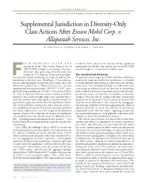 Supplemental Jurisdiction in Diversity-Only Class Actions After Exxon Mobil Corp