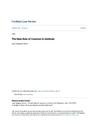 The New Role of Coercion in Antitrust