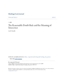 The Reasonable Doubt Rule and the Meaning of Innocence Scott E