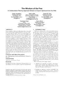 The Wisdom of the Few a Collaborative Filtering Approach Based on Expert Opinions from the Web