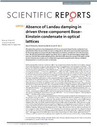 Absence of Landau Damping in Driven Three-Component Bose–Einstein
