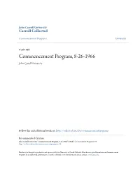 Commencement Program, 8-26-1966 John Carroll University