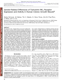 Gender-Related Differences of Tachykinin NK2 Receptor Expression and Activity in Human Colonic Smooth Muscle S