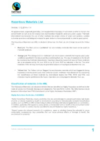 Hazardous Materials List