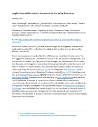 Insights from Wildfire Science: a Resource for Fire Policy Discussions