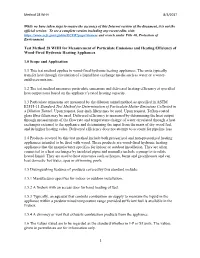 Test Method 28 WHH for Measurement of Particulate Emissions and Heating Efficiency of Wood-Fired Hydronic Heating Appliances