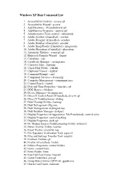 Windows XP Run Command List