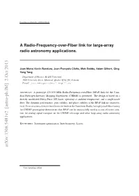 A Radio-Frequency-Over-Fiber Link for Large-Array Radio Astronomy Applications