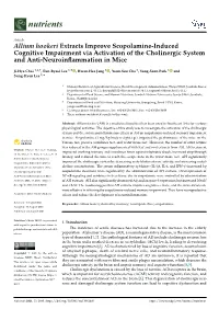 Allium Hookeri Extracts Improve Scopolamine-Induced Cognitive Impairment Via Activation of the Cholinergic System and Anti-Neuroinﬂammation in Mice