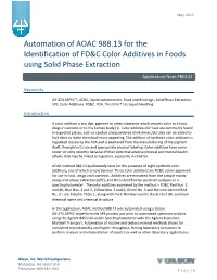 Automation of AOAC 988.13 for the Identification of FD&C Color