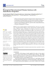 Bioinspired Microstructured Polymer Surfaces with Antireflective Properties
