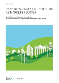 Dax® 50 Esg Index Outperforms As Markets Recover