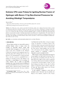 Extreme CPA Laser Pulses for Igniting Nuclear Fusion of Hydrogen with Boron-11 by Non-Thermal Pressures for Avoiding Ultrahigh Temperatures