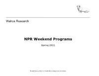 NPR Weekend Programs