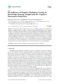 The Influence of Negative Workplace Gossip on Knowledge Sharing
