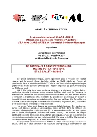 APPEL À COMMUNICATIONS Le Réseau International MLADA