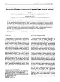 Concepts of Keystone Species and Species Importance in Ecology
