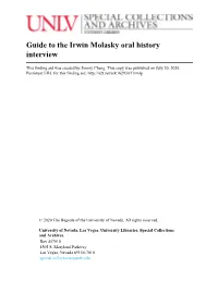 Guide to the Irwin Molasky Oral History Interview