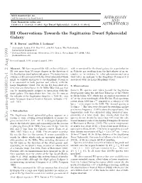 HI Observations Towards the Sagittarius Dwarf Spheroidal Galaxy