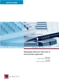 Managing Reference Data Risk: a Best Practice Approach
