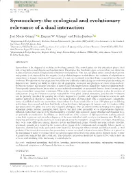 Synzoochory: the Ecological and Evolutionary Relevance of a Dual Interaction
