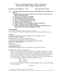 Toolbox for Instruction Grade 4 Social Studies: Virginia Studies (1607-1781)