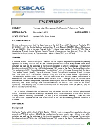 Transportation Development Act Triennial Performance Audits
