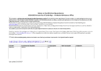 Advice on Qualification Equivalencies 2018-2019 University of Cambridge – Graduate Admissions Office