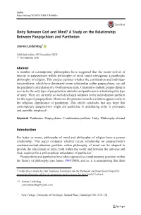 Unity Between God and Mind? a Study on the Relationship Between Panpsychism and Pantheism
