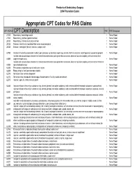 Appropriate CPT Codes for PAS Claims