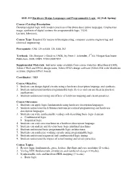EEE 333 Hardware Design Languages and Programmable Logic (4) [Fall, Spring]