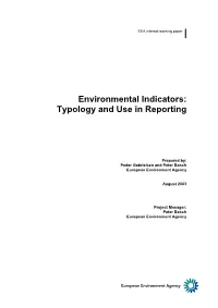 Environmental Indicators: Typology and Use in Reporting