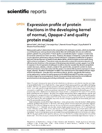 Expression Profile of Protein Fractions in the Developing Kernel of Normal