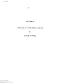 Listing of Transactions by Source Country
