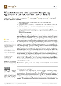 Metadata Schemas and Ontologies for Building Energy Applications: a Critical Review and Use Case Analysis